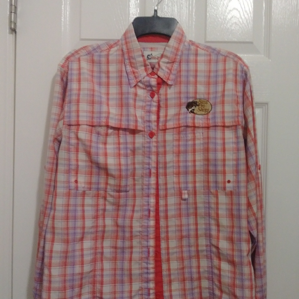 Plaid bass pro shop fishing shirt